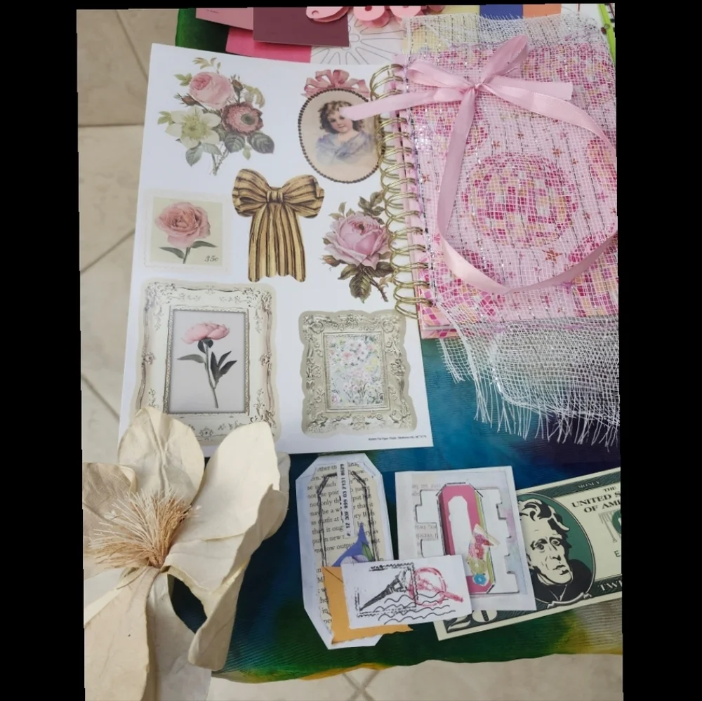 Cottagecore Floral Junk Journal Starter Kit Bundle 50+ Pieces Ephemera Stickers